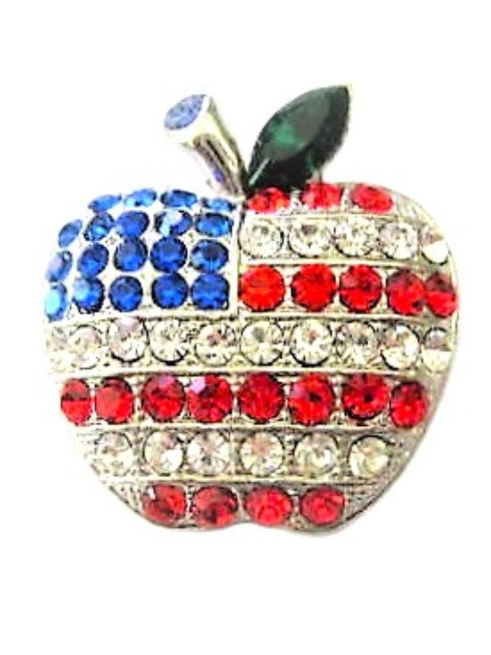 Flag Apple Pin -  Rhinestones  Small